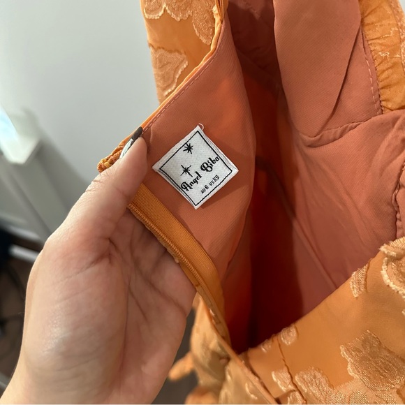 Fortune One Orange Floral Sweetheart Neckline Mini Dress - Picture 3 of 4